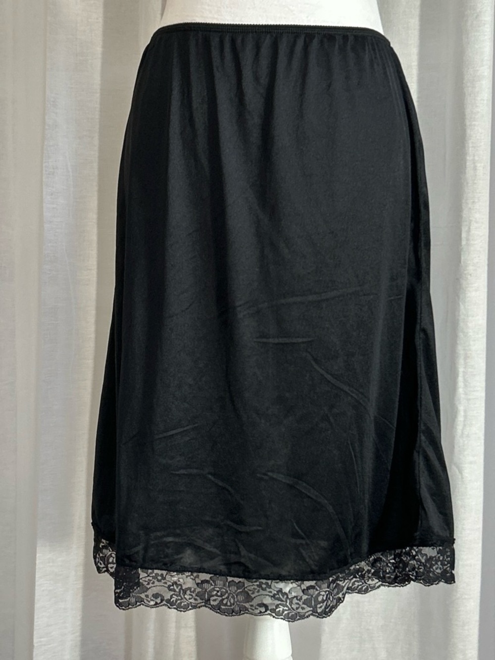Black Lace-Hem Slip Skirt